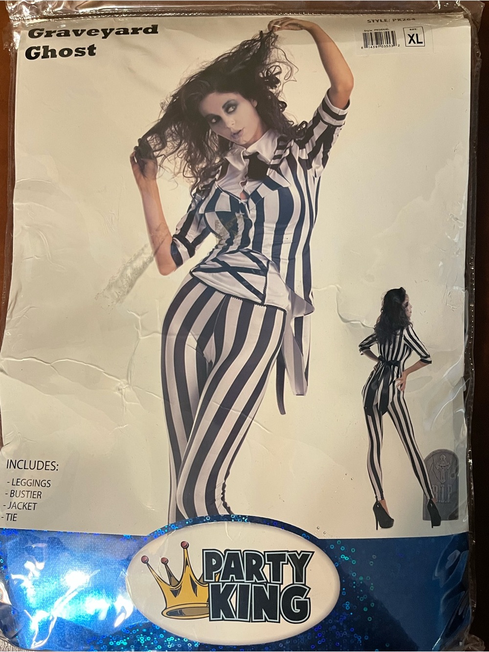Party King Women’s Black & White Striped Leggings Jumpsuit Set